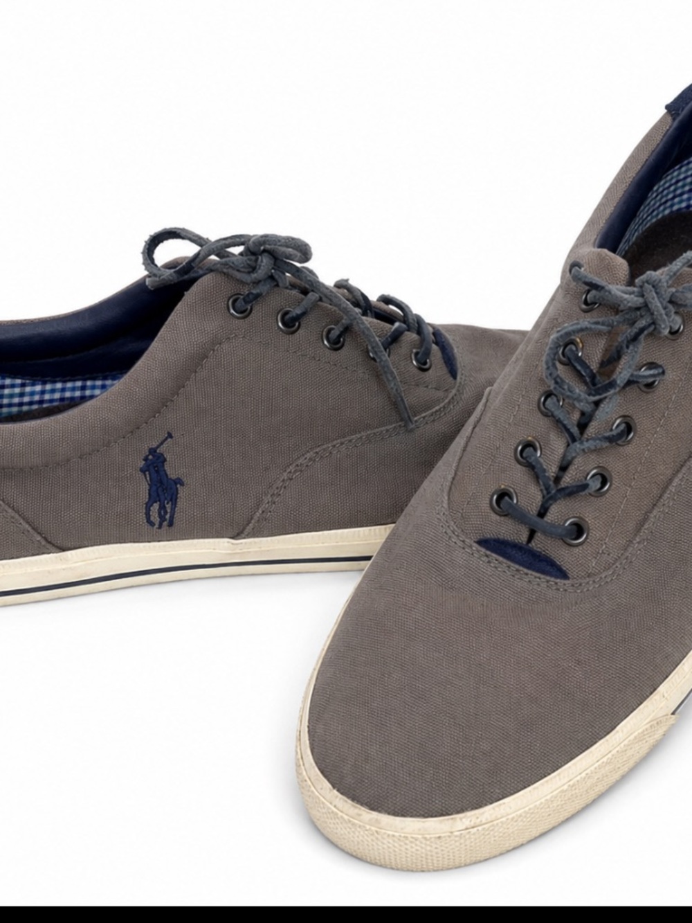 Polo by Ralph Lauren Grey Canvas Sneakers with Navy Accents